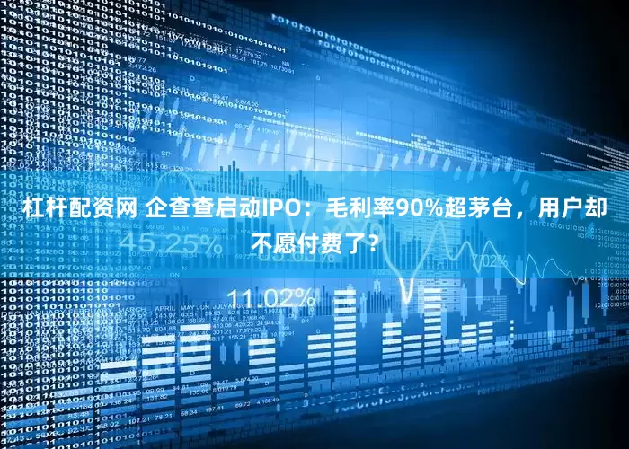 杠杆配资网 企查查启动IPO：毛利率90%超茅台，用户却不愿付费了？